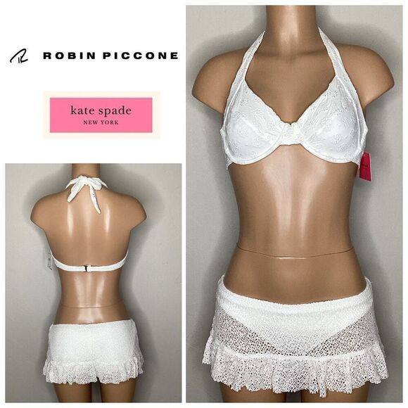 New. Kate Spade & Robin Piccone lace bikini. L-top/M-bottom. Retails $210 - Picture 1 of 6
